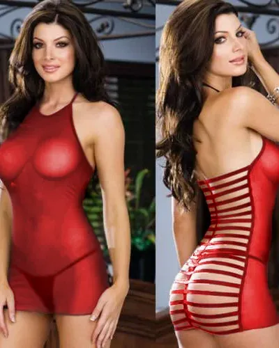 Fantezi Seksi Kırmızı Babydoll İç Giyim Gecelik