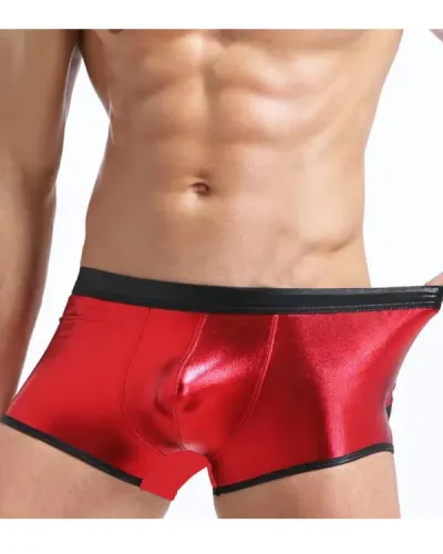 Fantezi Deri Görünümlü Kırmızı Erkek Boxer Tanga