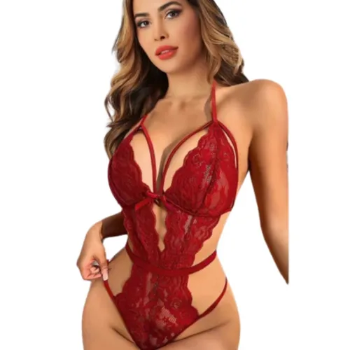 Fantazi Kadın Kırmızı Dantelli Şık Seksi Gecelik