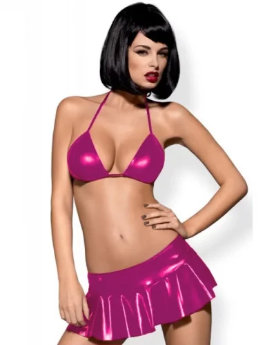 FANTAZİ MİNİ ETEKLİ PEMBE TAKIM SEKSİ İÇ GİYİM