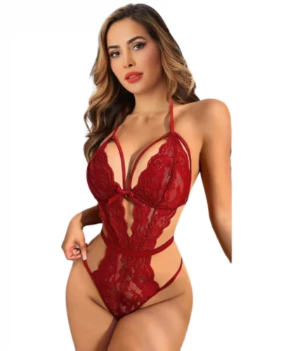 Fantazi Kadın Kırmızı Dantelli Şık Seksi Gecelik