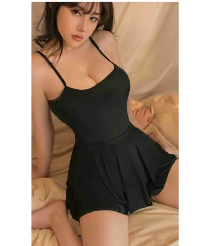 Fantezi Siyah Seksi Mini Elbise Fantezi Gecelik