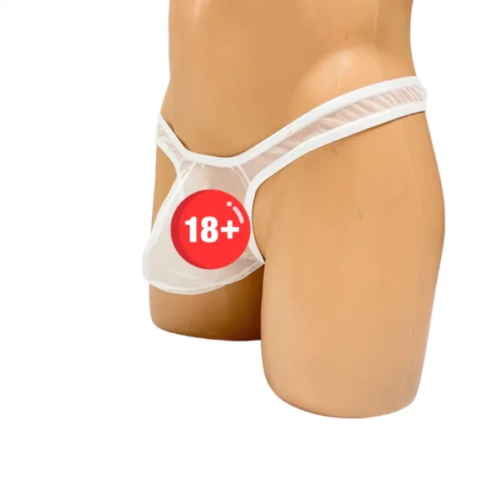 Fantezi Beyaz Transparan Tül Erkek String Tanga (PEDSİZ)
