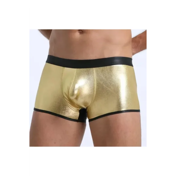 Fantezi Deri Görünümlü Seksi Altın Erkek Boxer