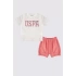 KIZ BEBEK 2 LI KISA KOL T-SHIRT TAKIM - KREM