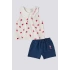 KIZ BEBEK 2 LI KISA KOL T-SHIRT TAKIM - KREM