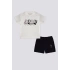 ERKEK BEBEK 2 LI KISA KOL T-SHIRT TAKIM - KREM