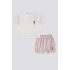 KIZ BEBEK 2 LI KISA KOL T-SHIRT TAKIM - KREM