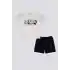 ERKEK BEBEK 2 LI KISA KOL T-SHIRT TAKIM - KREM