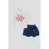 KIZ BEBEK 2 LI KISA KOL T-SHIRT TAKIM - KREM