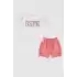 KIZ BEBEK 2 LI KISA KOL T-SHIRT TAKIM - KREM