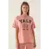 YALE KADIN TEK ÜST - RETRO PEMBE