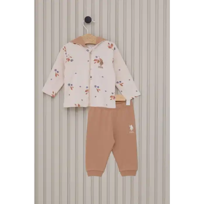US POLO KIZ BEBEK 3LU TAKIM  - AÇIK BEJ