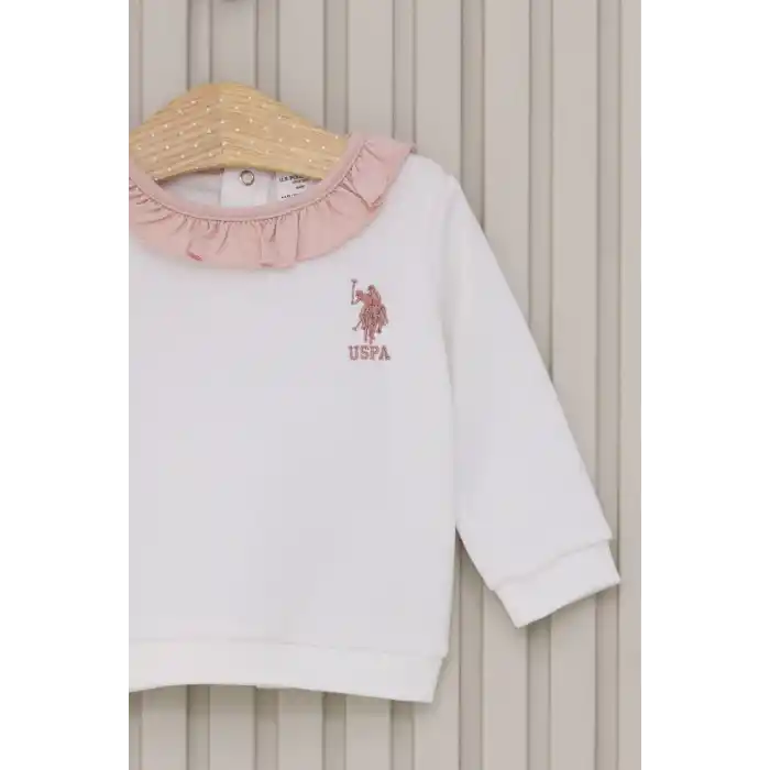 US POLO KIZ BEBEK UZUN KOL 2LI TAKIM  - KREM