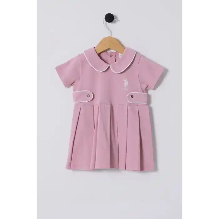 U.S.POLO ASSN.KIZ BEBEK ELBİSE - SOFT PEMBE