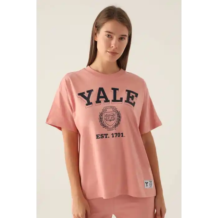 YALE KADIN TEK ÜST - RETRO PEMBE