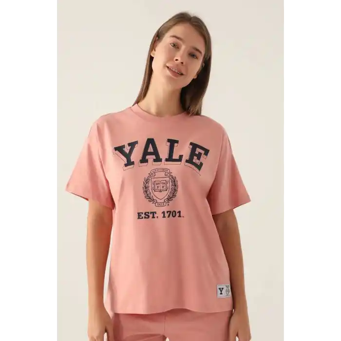 YALE KADIN TEK ÜST - RETRO PEMBE