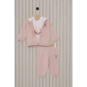 US POLO KIZ BEBEK 3LU TAKIM - TOZ PEMBE