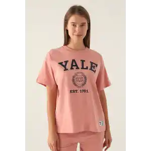 YALE KADIN TEK ÜST - RETRO PEMBE