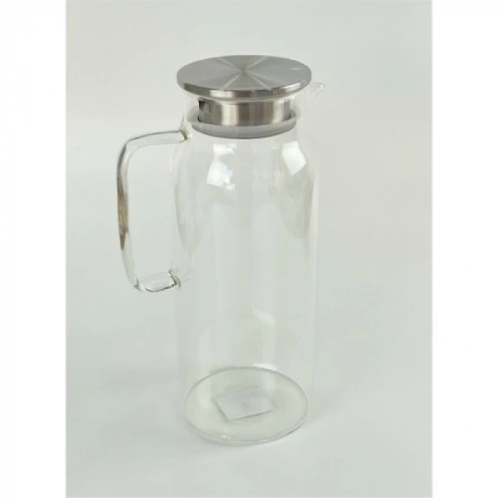 1500 ml Borosilikat Cam Su Sürahisi - Metal Kapaklı ve Isıya Dayanıklı