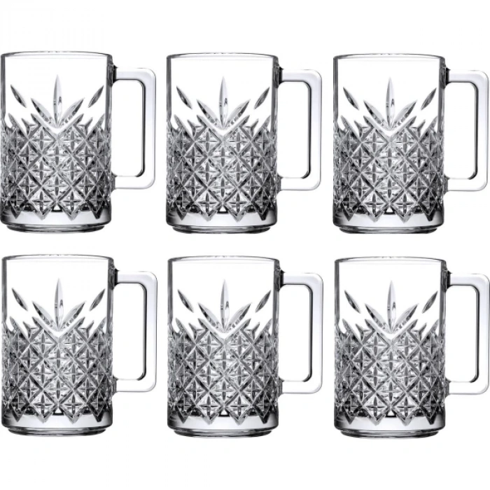 6lı Kulplu Kristal Meşrubat Bardağı