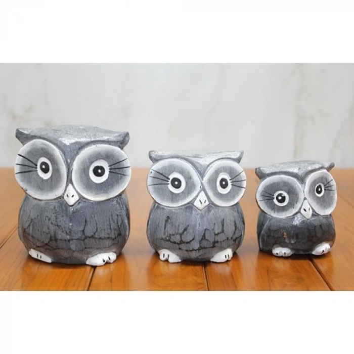 Ahşap 3lü Baykuş Seti Model 2