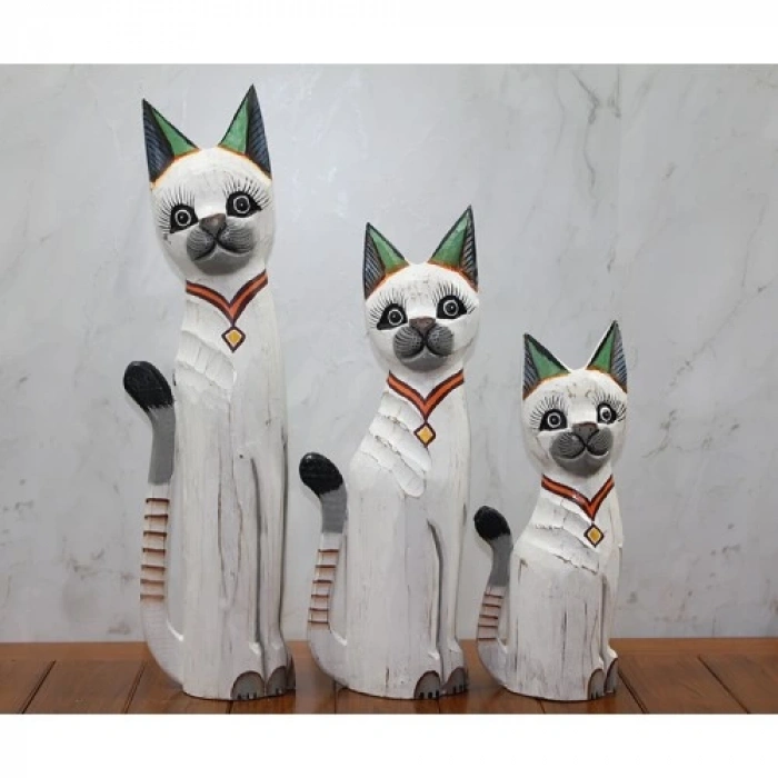 Ahşap 3lü Kedi Seti 50 Cm