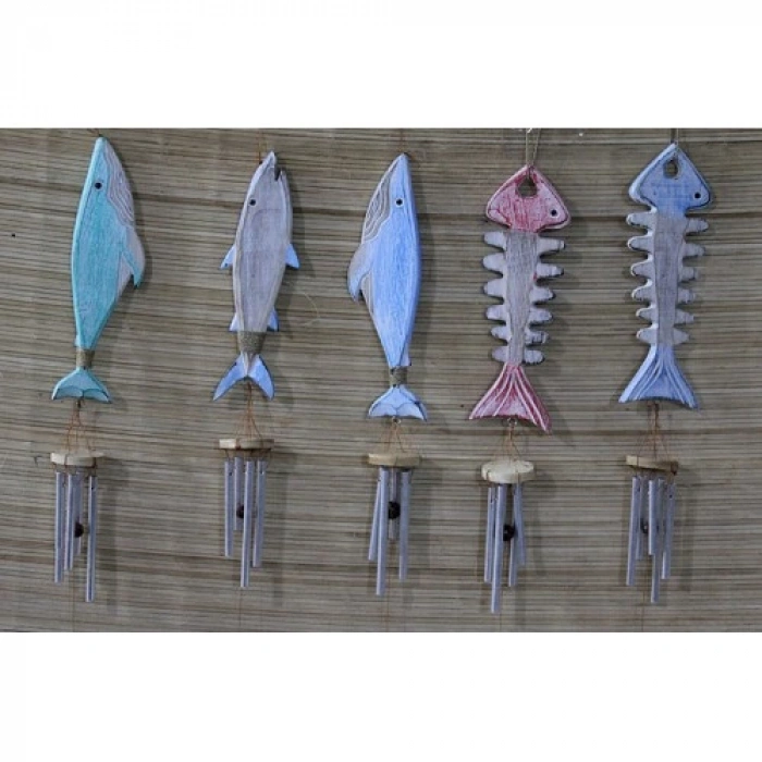 Ahşap Balıklı Metal Çan