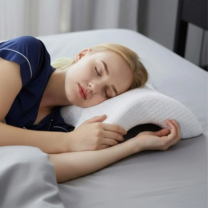 BUFFER® % 100 Visco Kavisli Ortopedik Yıkanabilir Kumaş Kılıflı Bel Boyun Bacak Ağrıları İçin Yastık