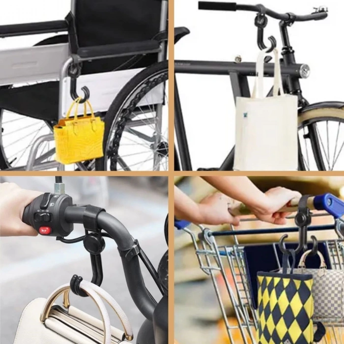 BUFFER® 2li Bebek Arabası, Motor, Bisiklet Eşya Taşıma Aparatı Plastik Kanca