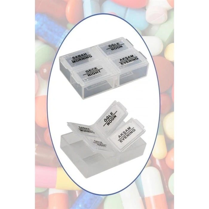 BUFFER® 4 Öğün Günlük Hap İlaç Saklama Taşıma Kutusu İlaç Hatırlatıcı