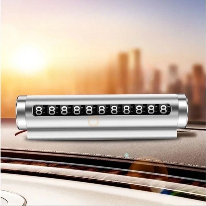 BUFFER® Alüminyum Kasa Gri Renk Çevirmeli Araç Içi Telefon Numaratörü Park Oto Numaratörü