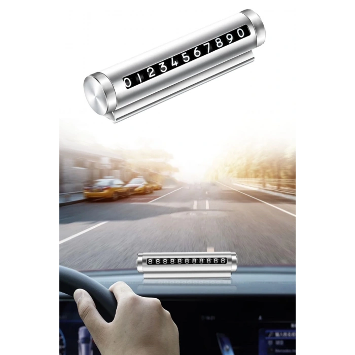 BUFFER® Alüminyum Kasa Gri Renk Çevirmeli Araç Içi Telefon Numaratörü Park Oto Numaratörü