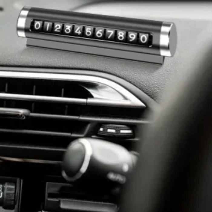 BUFFER® Alüminyum Kasa Siyah Renk Çevirmeli Araç Içi Telefon Numaratörü Park Oto Numaratörü