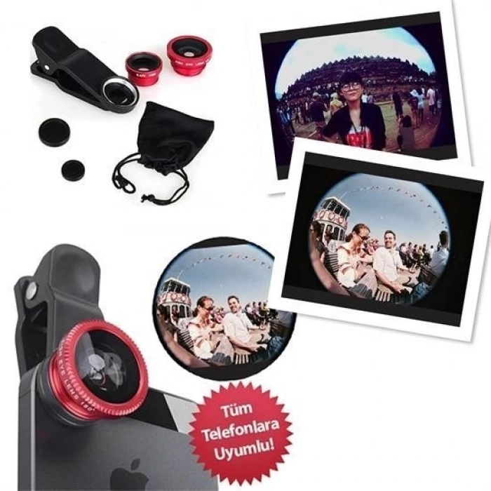 BUFFER® Balık Gözü Cep Telefonu Lensi (Tüm Modellere Uyumlu)