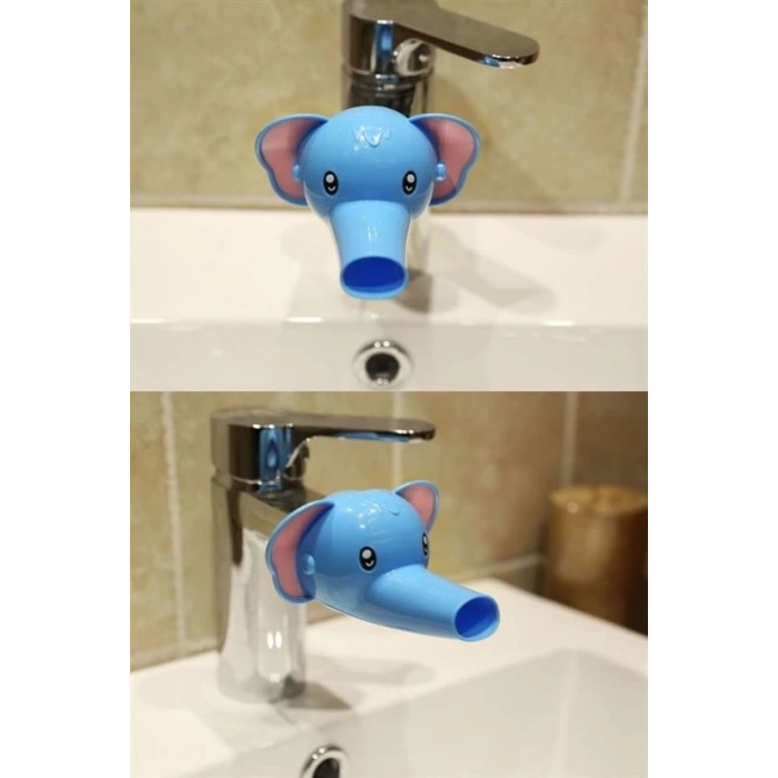 BUFFER® Çocuklar İçin Eğitici ve Güvenli Musluk Uzatıcı Genişletici Başlık Aparatı Fil Figürlü