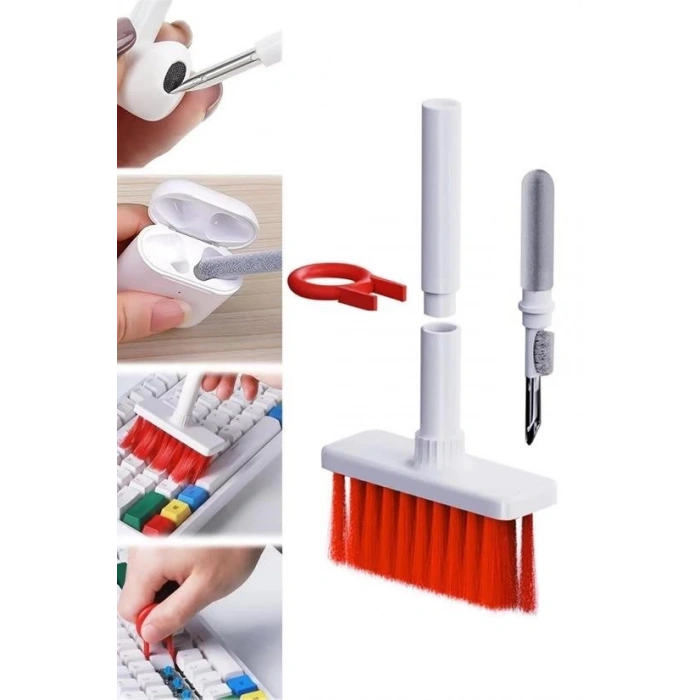 BUFFER® Çok Amaçlı Kırmızı Hassas Fırça Başlıklı  Bilgisayar Laptop Temizleme Fırçası