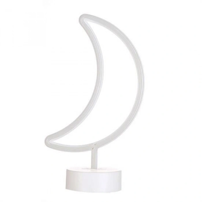 BUFFER® Dekoratif Pilli Ay Tasarımlı 3D Neon Led Masa Ve Gece Lambası