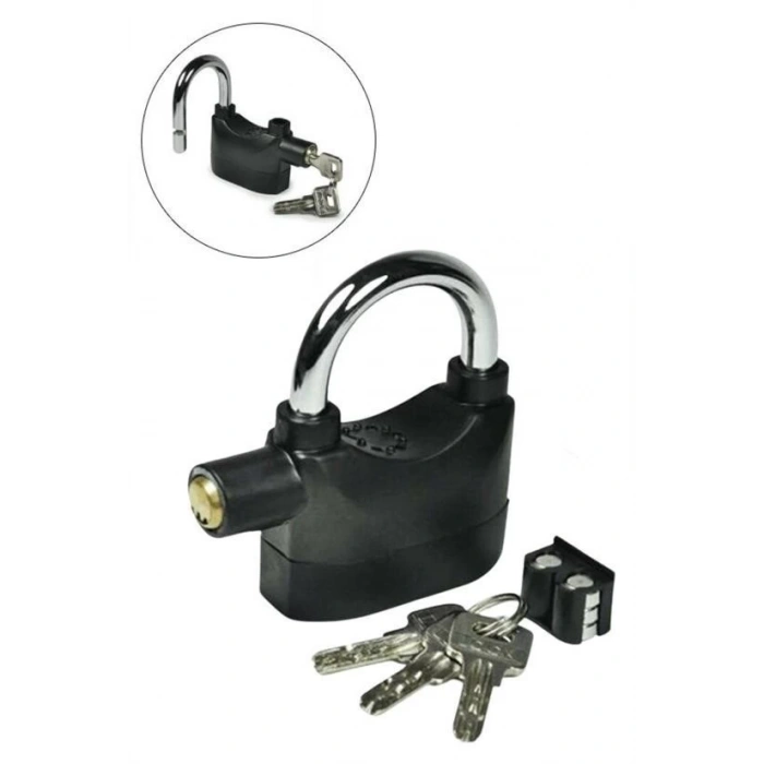 BUFFER® Desibel Siyah Alarmlı Çok Fonksiyonlu Ekstra Güvenlikli Kare Asma Dolap Kilidi