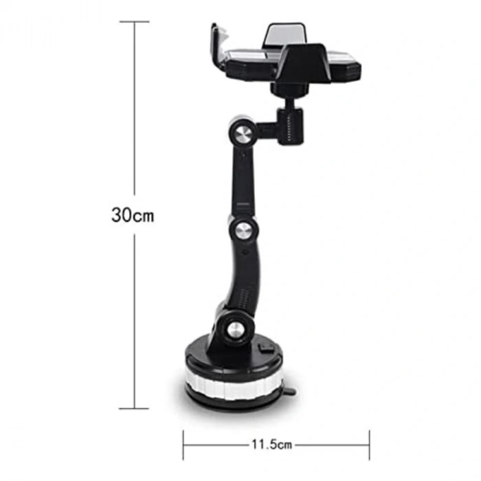 BUFFER® Jel Vantuzlu Cama Takılabilen Güçlü 360 Derece Dönebilen Ayarlanabilir Araç Içi Vantuzlu Telefon Tutucu