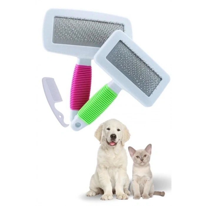 BUFFER® Kedi Köpek Telli Küçük Boy Tüy Bakım Seti Evcil Hayvan Tarama Fırçası