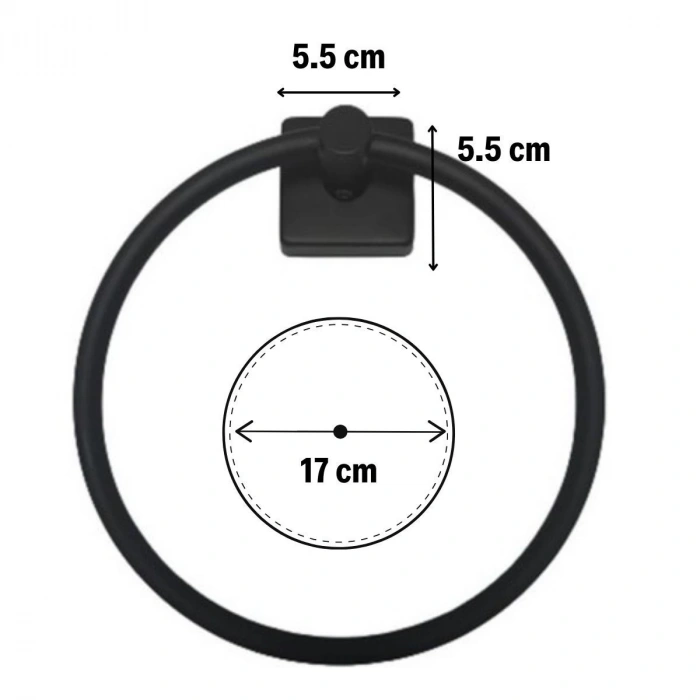 BUFFER® Kendiliğinden Yapışkanlı Siyah Paslanmaz Metal Yuvarlak Havluluk