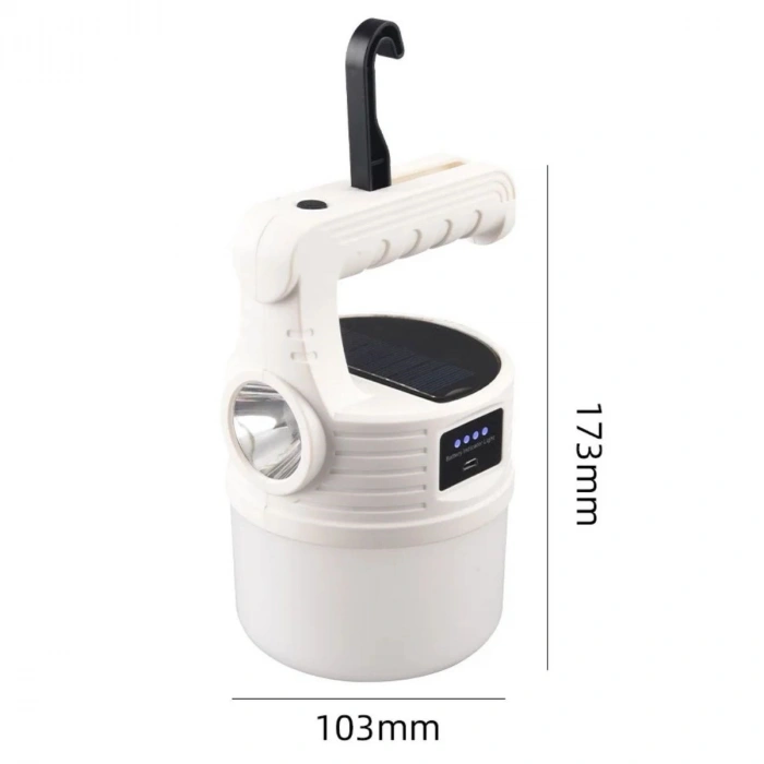 BUFFER® LED Güneş Enerjili Kamp Lambası–2000 Lümen Süper Parlak, 5 Aydınlatma Modlu,USB ile Şarj Edilebilir Dış Mekan,Asılabilir Torch El Feneri