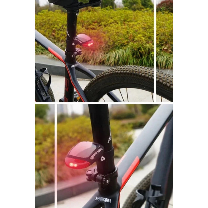 BUFFER® LED Güneş Enerjisi ile Şarj Edilebilir Bisiklet Kuyruk Lambası Solar Bisiklet Lambası