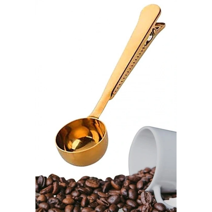 BUFFER® Mandallı Kahve Ölçü Kaşığı Gold Çok Fonksiyonlu Paslanmaz Çelik Kaşık