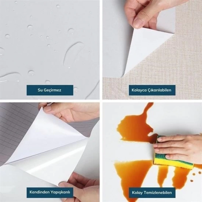 BUFFER® Mermer Desenli Masa Tezgah Mutfak Su Geçirmez Yapışkanlı Folyo Sticker Sarı 5x0,6m