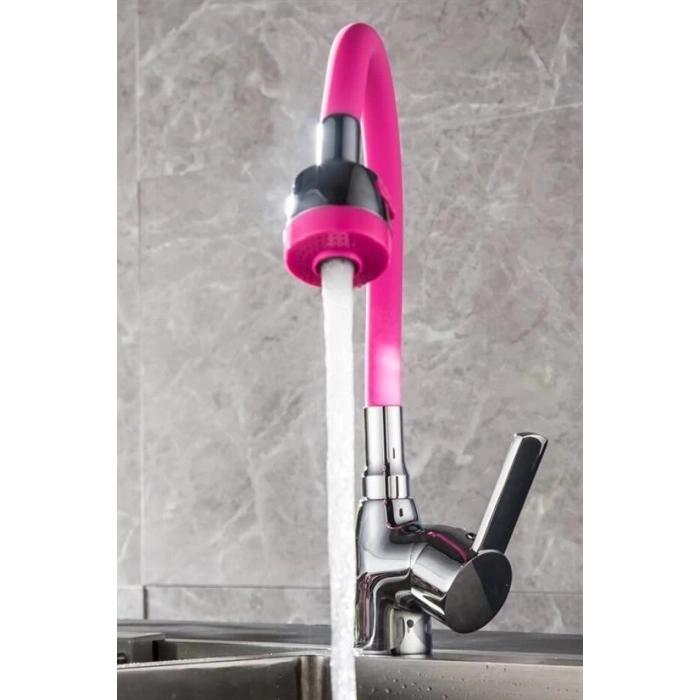 BUFFER® Oynar Başlıklı Tasarruflu Kubar Musluk Borusu ve Başlığı  Pembe