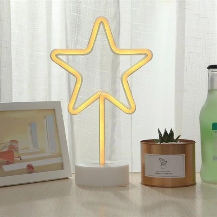 BUFFER® Yıldız Tasarımlı Neon Led Masa Ve Gece Lambası Dekoratif Işık