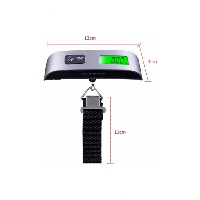 Dijital Işıklı Elektronik Askılı El Bagaj Tartısı Bavul Kantarı Seyahat Çantası 50kg