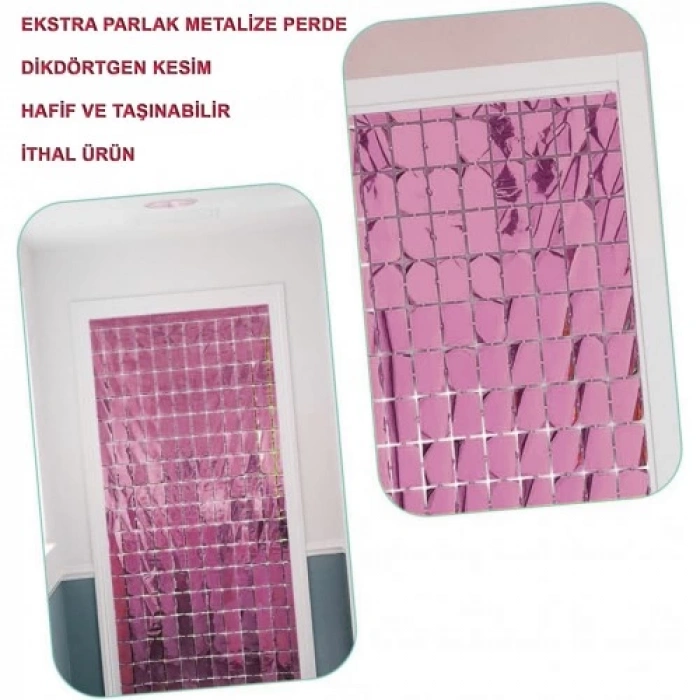 Ekstra Metalize Rose Gold Disko Kapı Perdesi